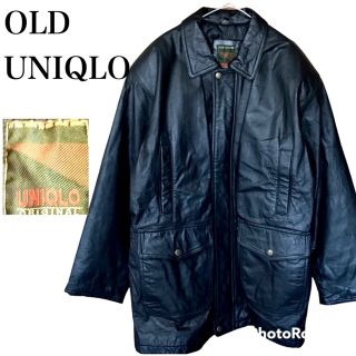 ユニクロ(UNIQLO)の【美品】OLD UNIQLO ユニクロ ライダースジャケット ヴィンテージ 牛革(ライダースジャケット)