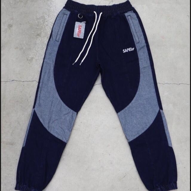 送料無料 SAPEur DENIM TRACK PANTS INDIGO  Lパンツ