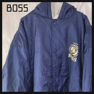 ボス(BOSS)のボスBOSSフード付ナイロンジャケットワンポイントロゴバックプリント企業物(ナイロンジャケット)