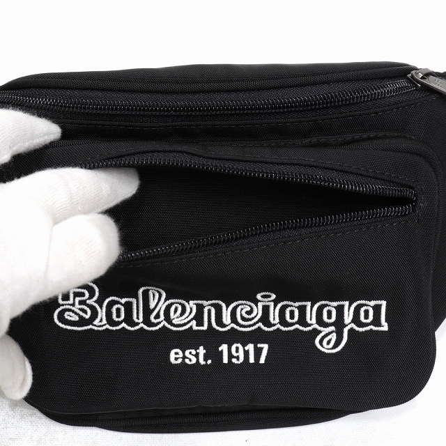 （未使用）バレンシアガ BALENCIAGA エクスプローラー ベルト ボディ バッグ ウエストポーチ NERO 黒 482389 ナイロン  キャンバス 8069