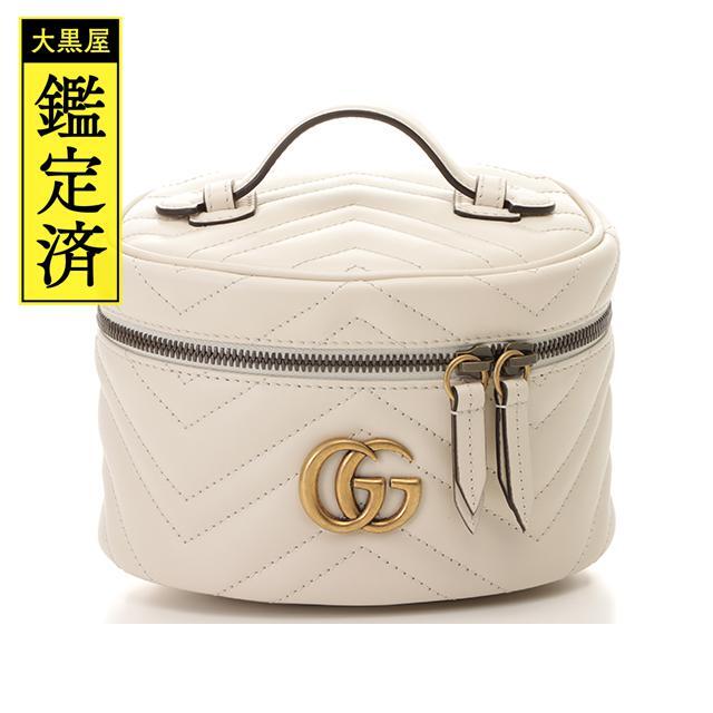Gucci - GUCCI　GGマーモント　コスメティックバッグ　ホワイト　カーフ　【472】