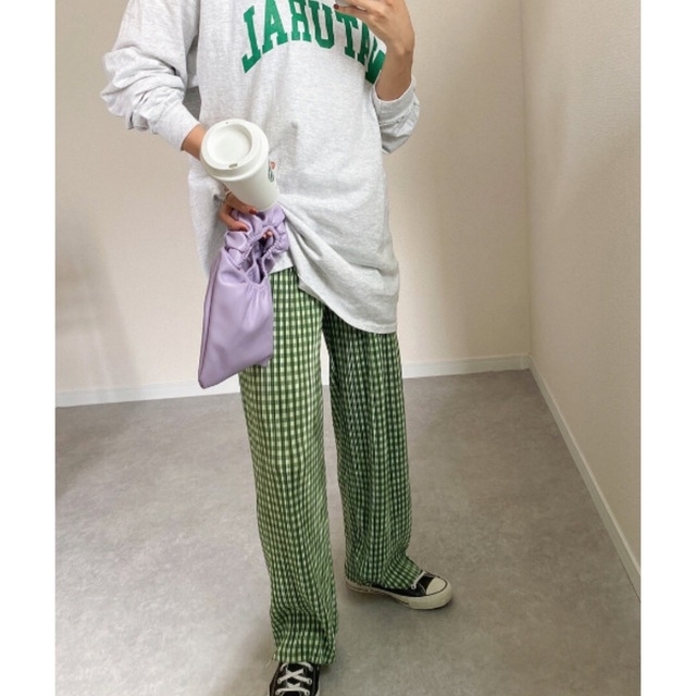 i-SOOK(アイスー)の来月末まで！Check pleated pants / チェックプリーツパンツ レディースのパンツ(カジュアルパンツ)の商品写真