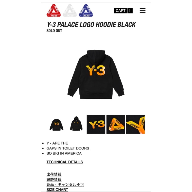 Palace x adidas Y3 logo hoodie black 【希望者のみラッピング無料】 www.toyotec.com