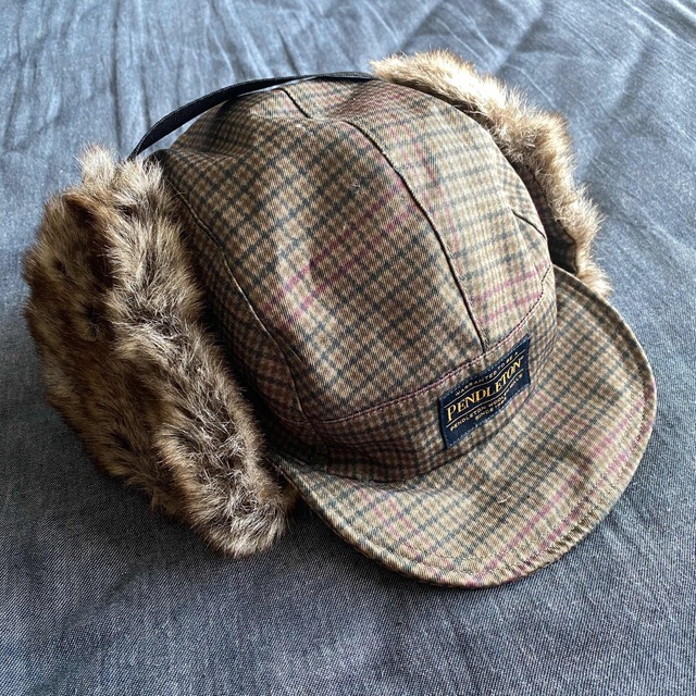 90s PENDLETON ボアキャップ スエードツバ レザーベルト 刺繍ロゴ