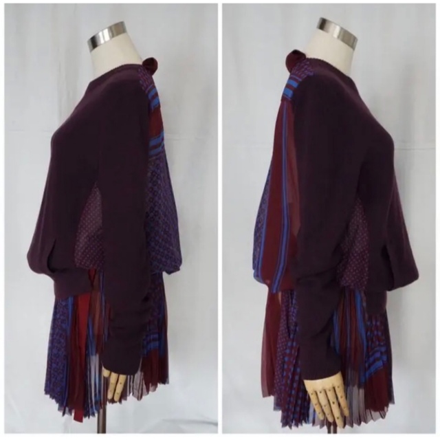 sacai ニットドッキングワンピース カシミヤ混 sacai ニットドッキングワンピース カシミヤ混