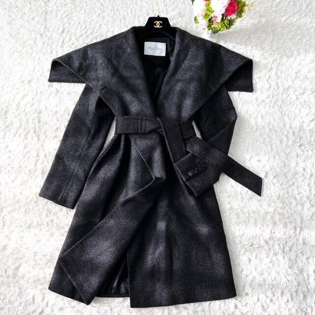 Max Mara - 美品　Maxmará マックスマーラ　白タグ　belted コート　グレー