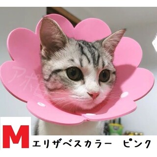 Mサイズ　花　エリザベスカラー　ピンク　ペット用　人気(猫)