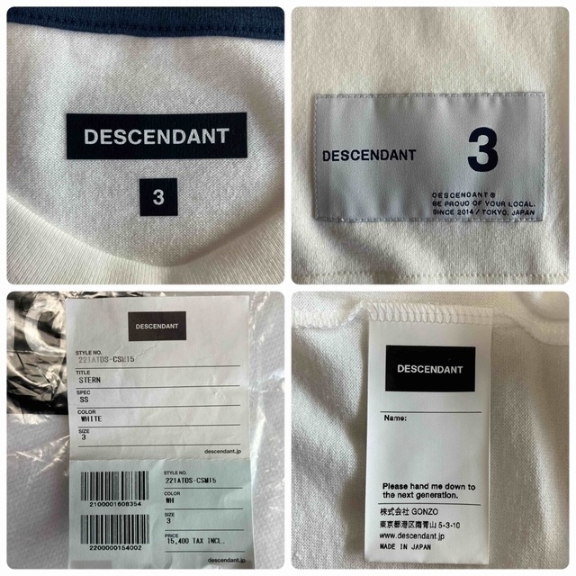 【DESCENDANT】(白)STERN SS／新品未使用／送料込