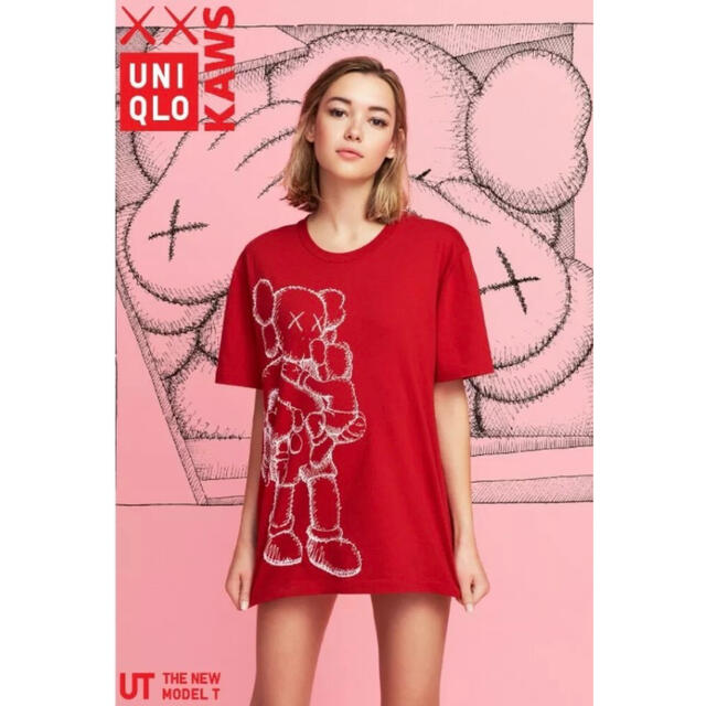 2016年 ユニクロ UNIQLO UT カウズ kaws Tシャツ レッド 赤 メンズのトップス(Tシャツ/カットソー(半袖/袖なし))の商品写真