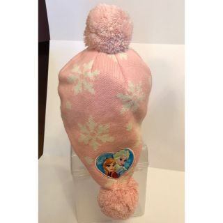 美品 アナと雪の女王 エルサニット帽 ボア 子供 キッズ ピンク 冬防寒具(帽子)