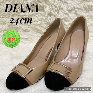 ダイアナ(DIANA)のDIANA(ダイアナ) パンプス　エナメル　スエード　24cm 7.5cm 黒(ハイヒール/パンプス)