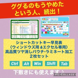 Win & エクセル専用★ショートカットキー早見表／高品質ラミネート加工２枚組(PC周辺機器)