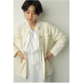 ジャスグリッティー(JUSGLITTY)の【美品】CADUNE/柄編みカーディガン(ホワイト)(カーディガン)