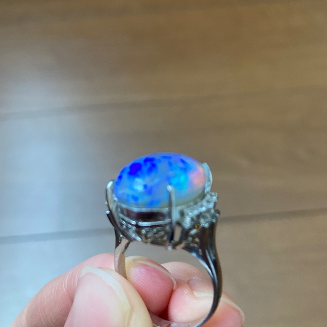 プラチナ　オパール　ダイヤリング レディースのアクセサリー(リング(指輪))の商品写真