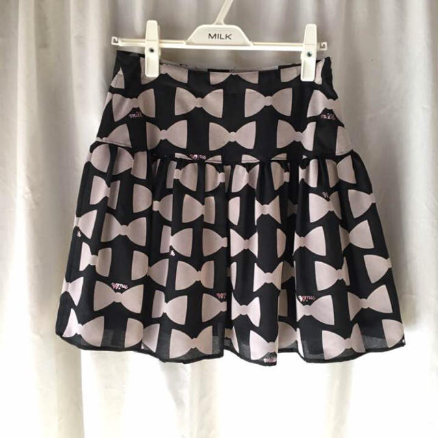 MILK(ミルク)のMILK♡リボン柄フロッキー スカート レディースのスカート(ひざ丈スカート)の商品写真
