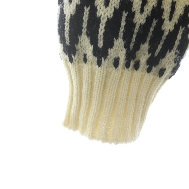 GUERNSEY WOOLLENS ニット セーター 総柄 L アイボリー 黒 3