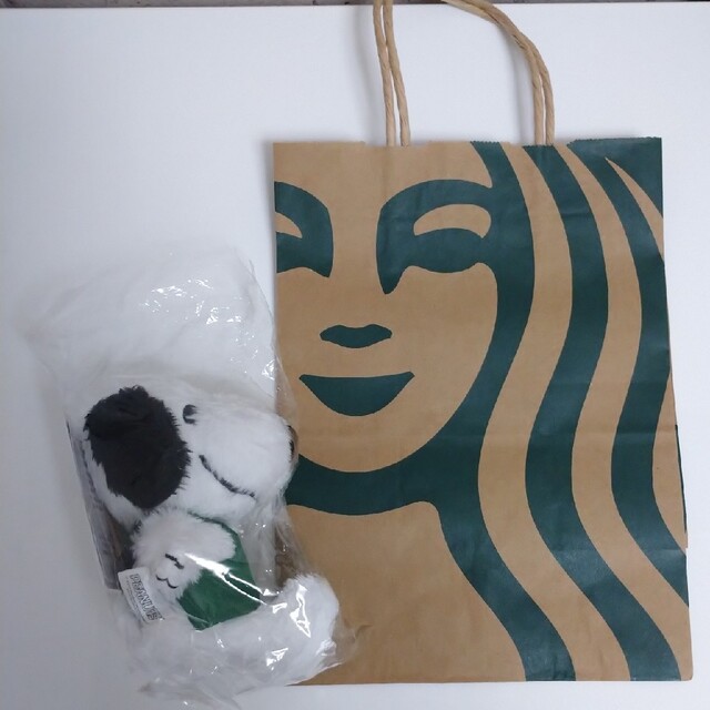 Starbucks Coffee(スターバックスコーヒー)の最終値下 未使用 スタバ スヌーピー ぬいぐるみ mini 袋付 エンタメ/ホビーのおもちゃ/ぬいぐるみ(ぬいぐるみ)の商品写真