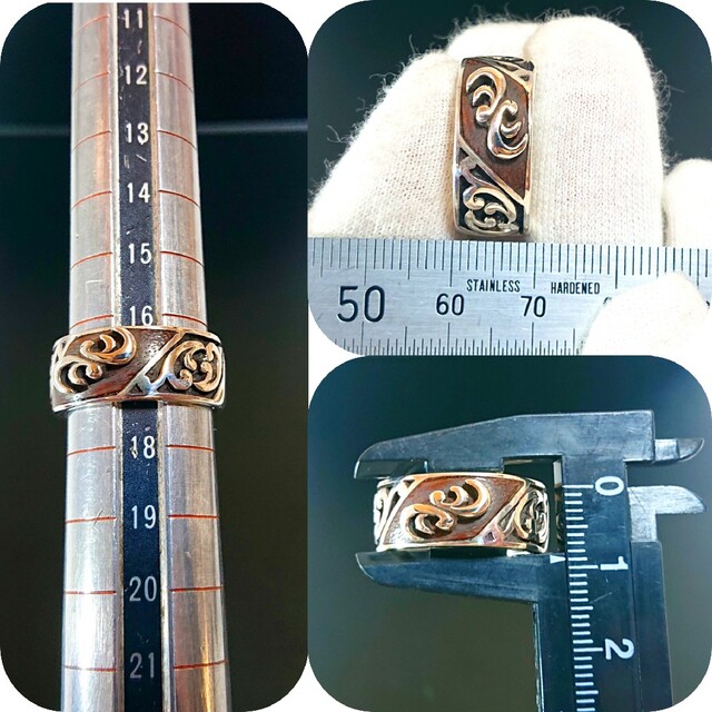 2438 SILVER925 アラベスク ウッドリング17号 シルバー925天然 メンズのアクセサリー(リング(指輪))の商品写真