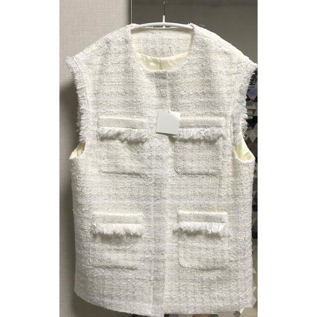 TSURU by Mariko Oikawa(ツルバイマリコオイカワ)のRibbon Yarn Tweed Gilet レディースのトップス(ベスト/ジレ)の商品写真