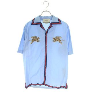 グッチ(Gucci)のグッチ 18SS 522593 Z334L タイガープリント開襟半袖シャツ メンズ 44(シャツ)