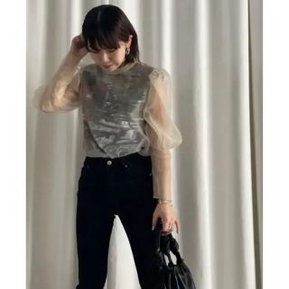 Ameri VINTAGE❤️ADELA SHEER TOP❤️バーミリオン