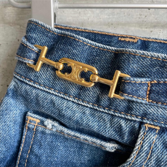 Aランク 美品 セリーヌ デニムキュロット 25 トリオンフ チェーン