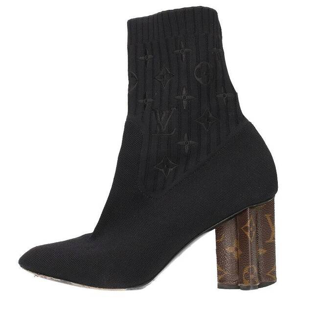 最高 LOUIS VUITTON 37.5 レディース モノグラムヒールブーツ