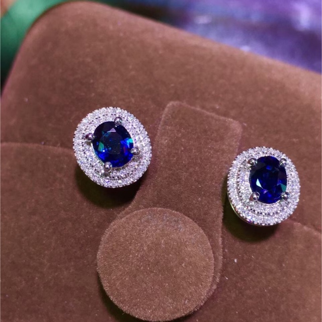 本物保証】 天然ブルーサファイア ダイヤ ピアス1.6ct k18 ¥ ピアス