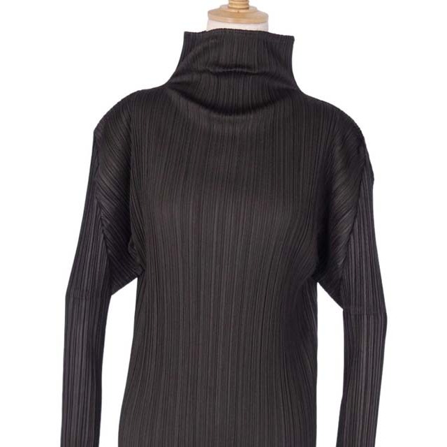 極美品 プリーツプリーズ イッセイミヤケ PLEATS PLEASE ワンピース ロングスリーブ プリーツ 無地 トップス レディース 3(L相当) ダークグレー