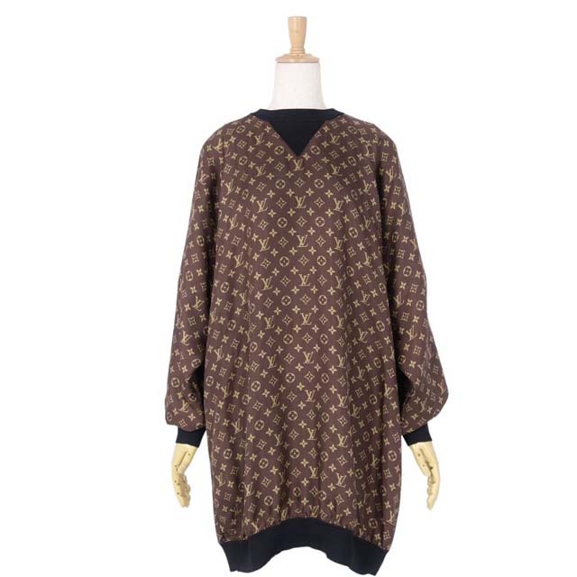 極美品 ルイヴィトン LOUIS VUITTON ワンピース ドレス 21AW モノグラム シルク トップス レディース イタリア製 S ブラウン | フリマアプリ ラクマ