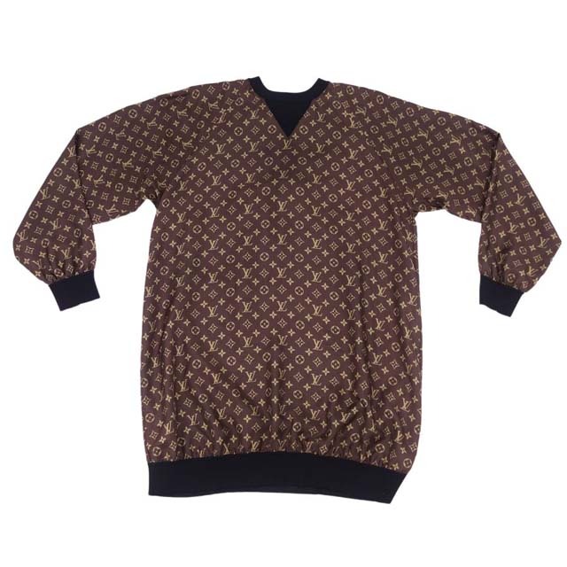 極美品 ルイヴィトン LOUIS VUITTON ワンピース ドレス 21AW モノグラム シルク トップス レディース イタリア製 S ブラウン