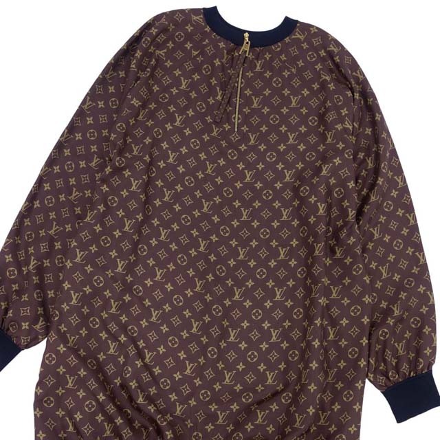 極美品 ルイヴィトン LOUIS VUITTON ワンピース ドレス 21AW モノグラム シルク トップス レディース イタリア製 S ブラウン