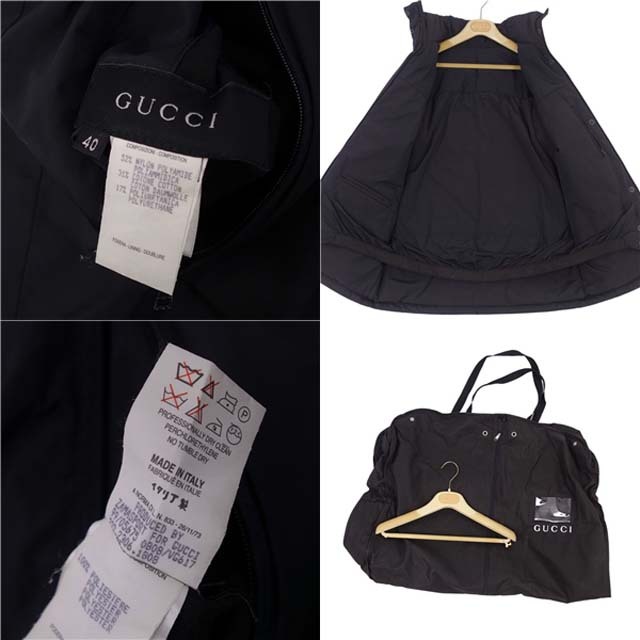 Gucci(グッチ)の美品 グッチ GUCCI コート ロングコート トムフォード期 ジップアップ 中綿入り 無地 アウター レディース イタリア製 40(M相当) ブラック レディースのジャケット/アウター(その他)の商品写真