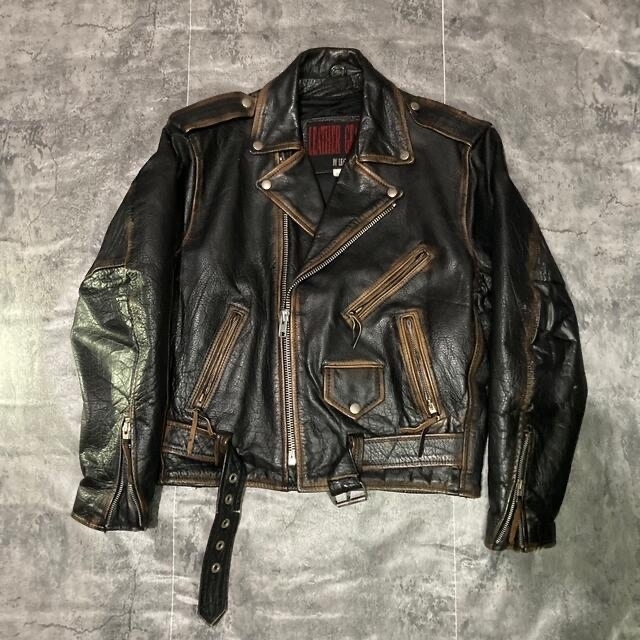 vintage】90s レザー ダブルライダースジャケット パンク Y2Kの通販 by
