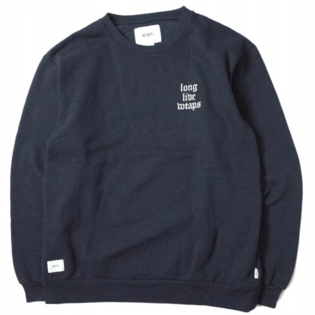 WTAPS ダブルタップス 19SS 日本製 LLW.DESIGN CREW NECK SWEATSHIRT Long Live Wtapsロゴ クルーネックスウェット 191ATDT-CSM15 01(S) NAVY トレーナー プルオーバー トップス【WTAPS】