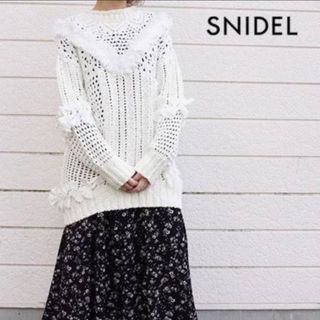 スナイデル(SNIDEL)のSNIDEL ブロッキングフリンジデザインニットPO(ミニワンピース)