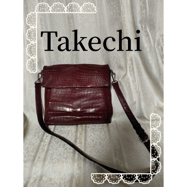 takechi】ショルダーバッグ 赤 クロコダイル - ショルダーバッグ
