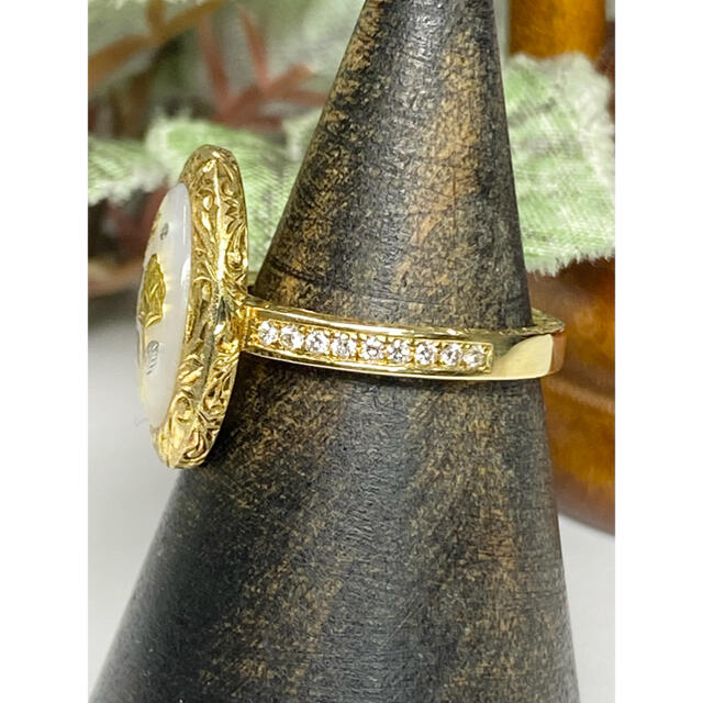 定番のお歳暮 K18シェルリンク K18リンク ダイヤモンド0.10ct 品質満点
