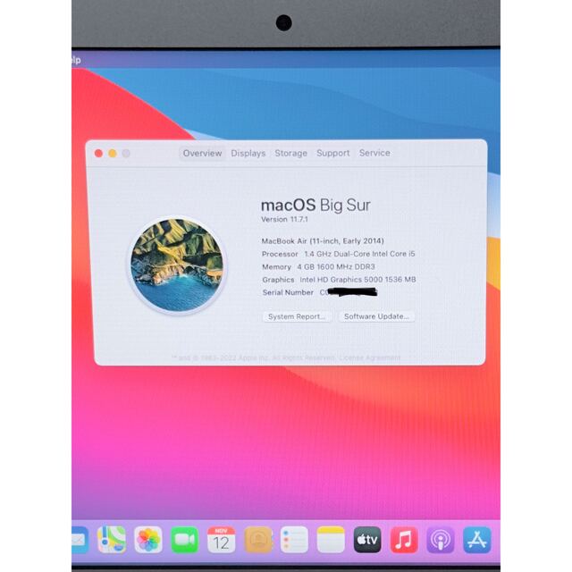 MacBook Air 11inch 4GB 128GB early2014
