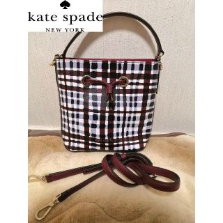 ケイトスペードニューヨーク(kate spade new york)の✨極美品　ケイトスペード ショルダーバッグ ハンドバッグ パープル ギンガム(ショルダーバッグ)