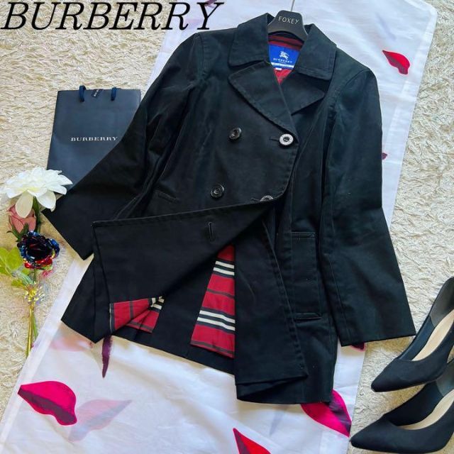 良品】BURBERRY BLUE LABEL ダブルボタンロングジャケット38