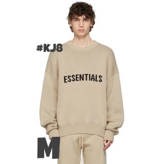 FEAR OF GOD フィアオブゴッド ニット サイズ:XXL 20SS FOG ESSENTIALS エッセンシャルズ 1977ロゴ オーバーサイズ ニット セーター RAW EDGE SWEATER ベージュ系(WHEAT) トップス 長袖【メンズ】【美品】