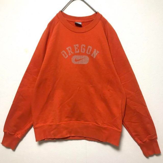 00s NIKE ナイキ センター刺繍ロゴ スウェット トレーナー オレンジ