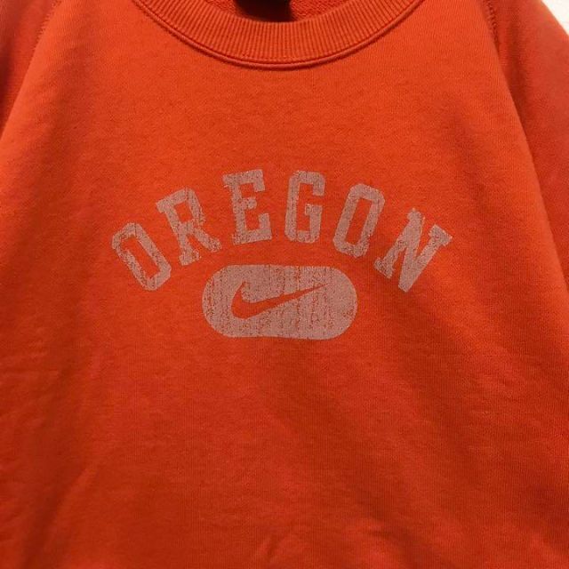 00s NIKE ナイキ センター刺繍ロゴ スウェット トレーナー オレンジ