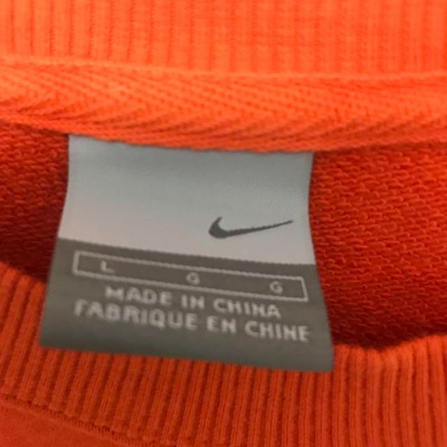 00s NIKE ナイキ センター刺繍ロゴ スウェット トレーナー オレンジ