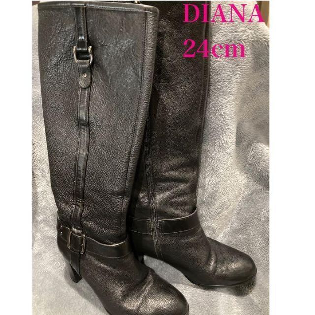 DIANA ダイアナ ロングブーツ サイドジップ 本革 ブラック 24cm DIANA ダイアナ ロングブーツ サイドジップ 本革 ブラック 24cm