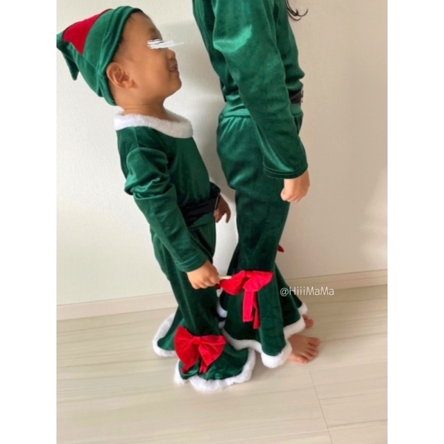 子ども クリスマス フレア セットアップ キッズ エルフ コスプレ ふわふわ キッズ/ベビー/マタニティのベビー服(~85cm)(ロンパース)の商品写真