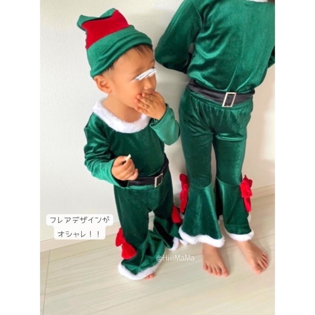 子ども クリスマス フレア セットアップ キッズ エルフ コスプレ ふわふわ キッズ/ベビー/マタニティのベビー服(~85cm)(ロンパース)の商品写真