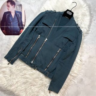 バルマン(BALMAIN)の本物 バルマンオム W-ZIP ミリタリー ライダース スウェット ジャケット(ライダースジャケット)