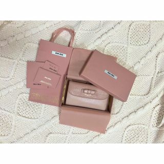 ミュウミュウ(miumiu)のミュウミュウ がま口 マドラス レザー 財布 バイカラー ピンク(財布)